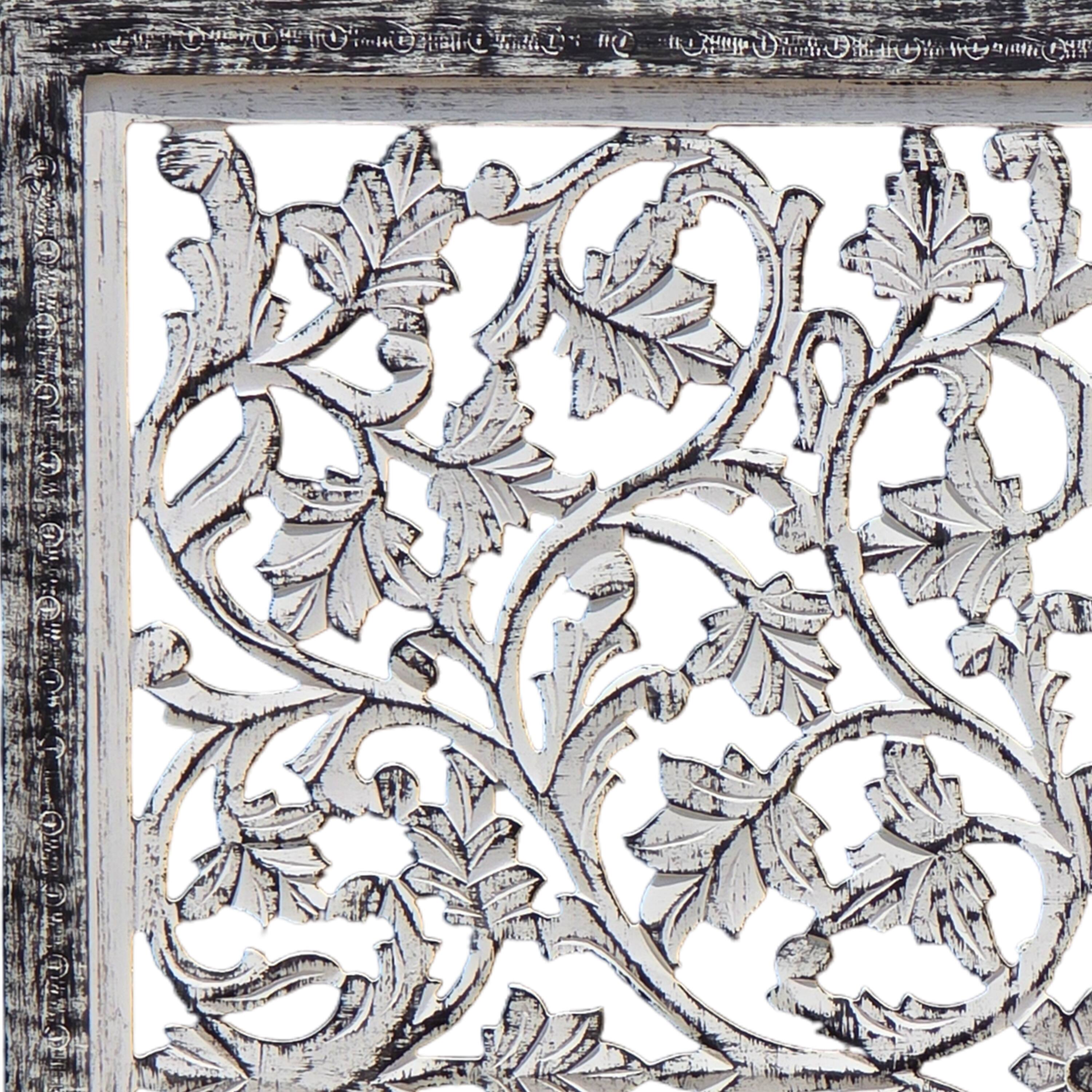 Alt View 2. Manhattan Lane - Ozy Carved Mango Wood Wall Decor| 36 Inch Square I Handcrafted - Black and White.