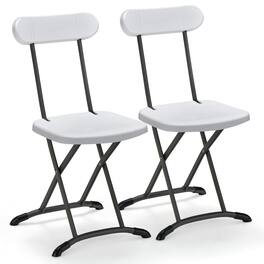 Costway - 2-Pack Folding Chair with Metal Curved Feet Wide Seat & Ergonomic Backrest - White