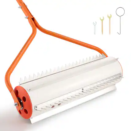Front. VEVOR - Lake Weed Roller, 20 ft Lake & Pond Weed Removal Tool, Muck Razer Aquatic & Sludge Tiller, Rid Roots and Muck Buildup - White;Orange.