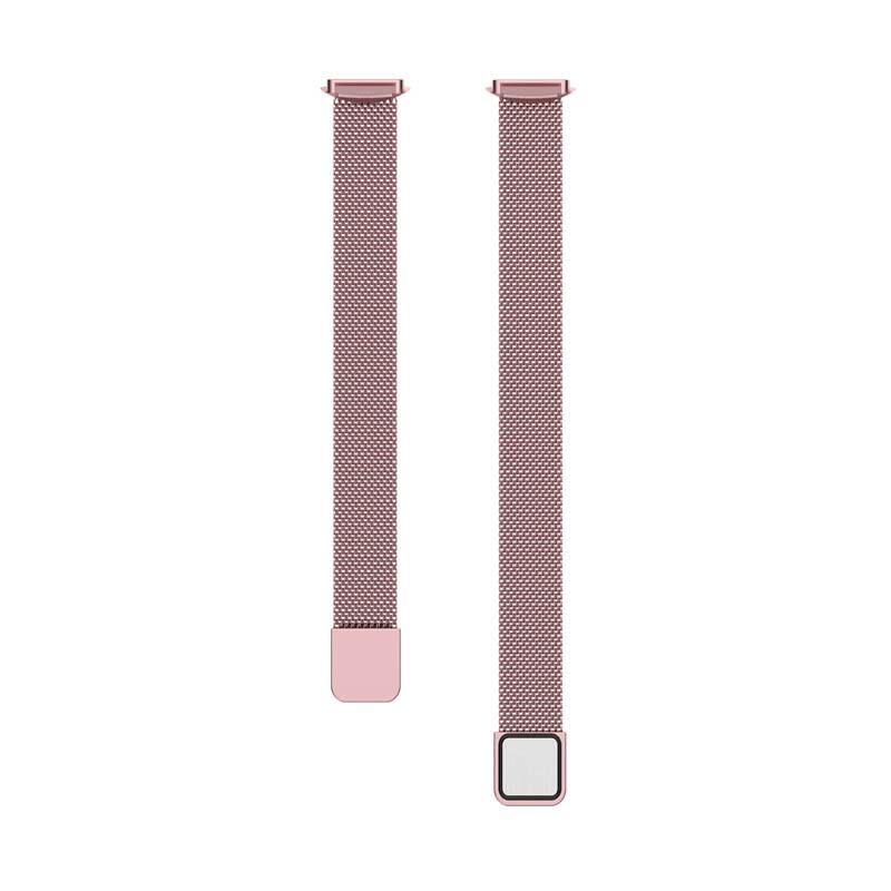 Left. StrapsCo - Milanese Bracelet Stainless Steel Watch Band Strap For Fitbit Luxe - Pink Gold.