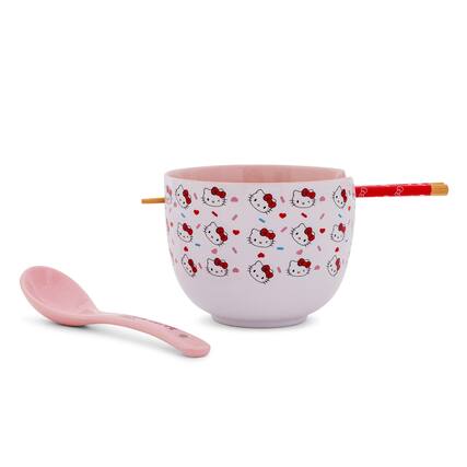 Front. Silver Buffalo - Sanrio Hello Kitty Sprinkles 20-Ounce Ramen Bowl, Chopsticks, and Spoon Set - Multi-Colored.