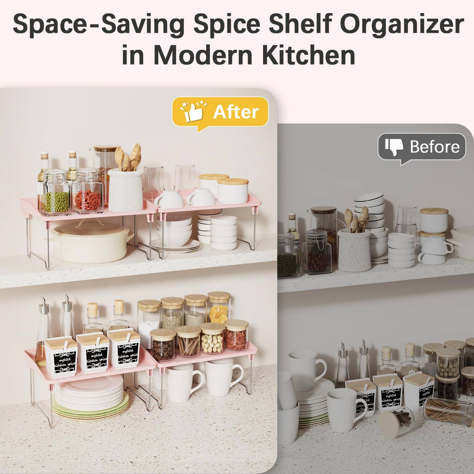 Dapper Styles 2 Cabinet Organizer Shelfstackable Kitchen Counter ...