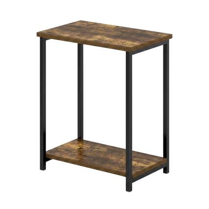 Front. FurniFact - Amber Pine Metal Frame End Table for Living Room or Bedroom - Amber Pine.