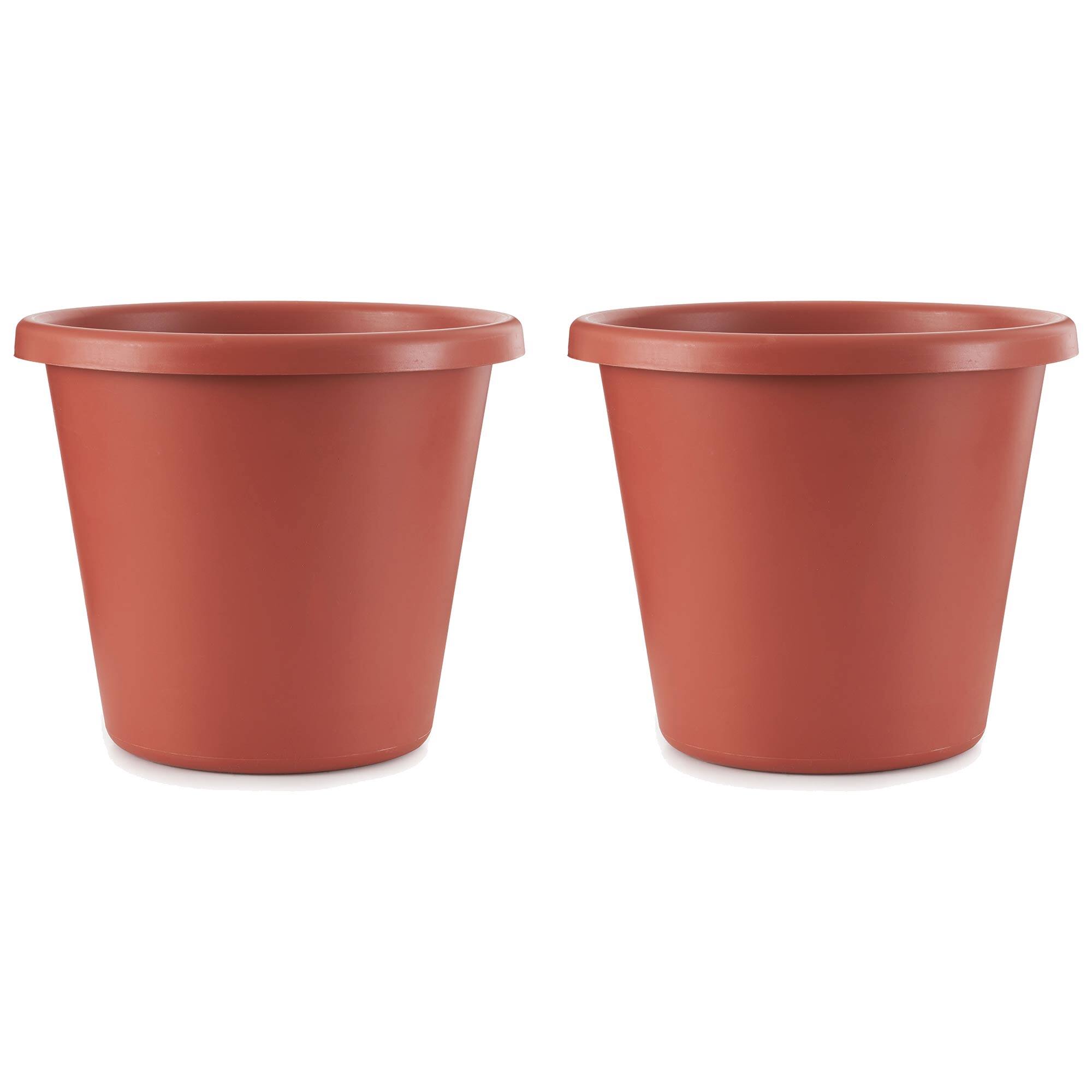 Front. The HC Companies - The HC Companies 20 In Plastic Classic Flower Pot Planter, Terra Cotta (2 Pack) - Terra Cotta.