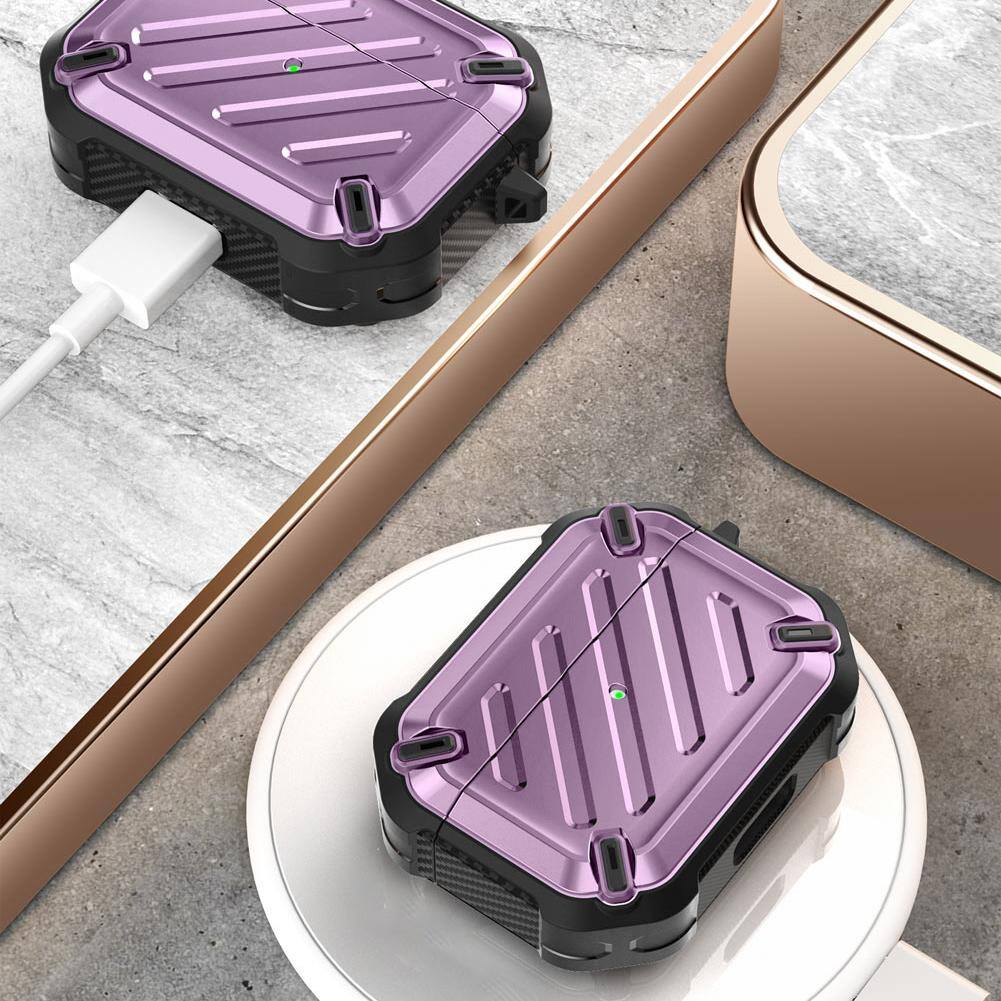 Left. SUPCASE - Apple AirPods Pro 1 & 2 Unicorn Beetle PRO Rugged Case Waterproof Case - Metallic Purple.