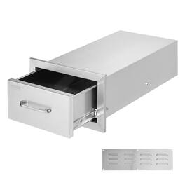 VEVOR - 14x8.5 Inch Outdoor Kitchen Drawers Stainless Steel, Flush Mount Double Drawers,14W x 8.5H x 23D Inch - Silver