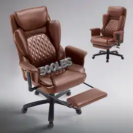 Bestier - Ergonomic Office Chair Swivel Tilt Gaming Chair with Lumbar & Leg Support PU Leather Computer Chair - Brown