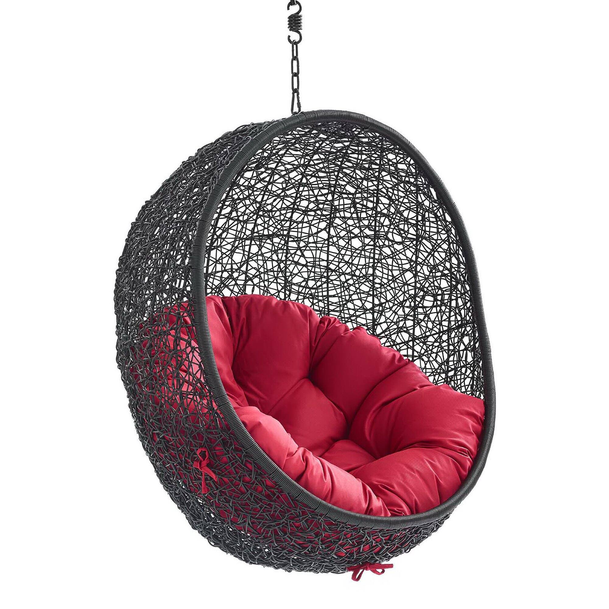 Angle. Modway - Encase Swing Outdoor Patio Lounge Chair Without Stand by Modway - Black Red.