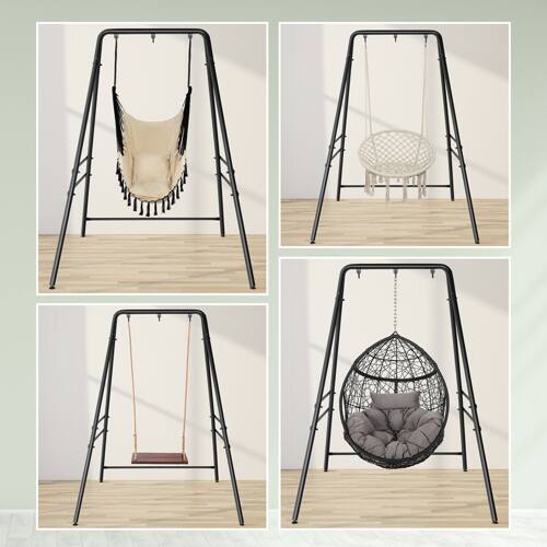 Alt View 4. Winado - 6FT Hanging Chair Stand Only, Heavy-Duty 450LBS Support Hammock Chair Stand for Indoor Outdoor Patio Garden Backyard - Black.