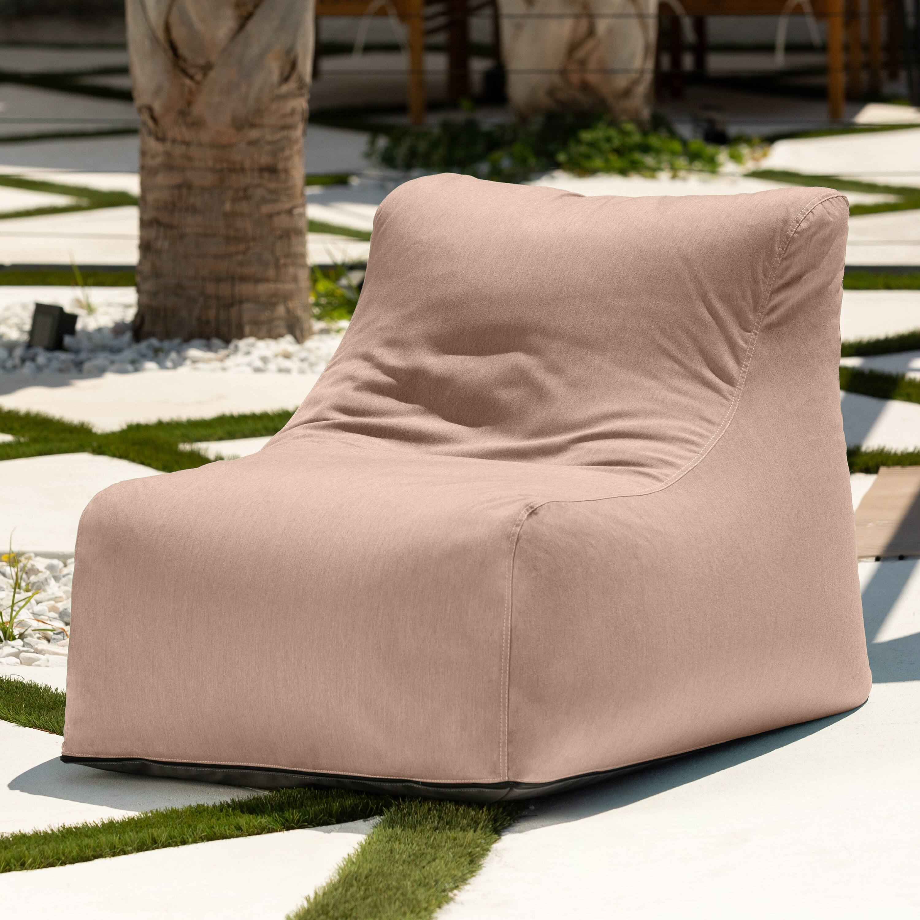 Angle. Jaxx - Jaxx Ponce Outdoor Bean Bag Chair - Weather Resistant Patio and Poolside Lounge Seating, Petal - Sunbrella Petal.