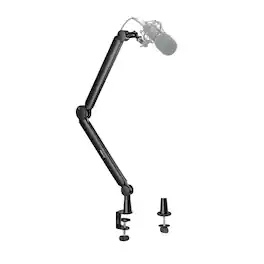 Mount-It! - Adjustable Full Motion Microphone Boom Arm with Cable Management & Friction Control for Desk Mount - Black