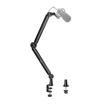 Front. Mount-It! - Adjustable Full Motion Microphone Boom Arm with Cable Management & Friction Control for Desk Mount, Black - Black.