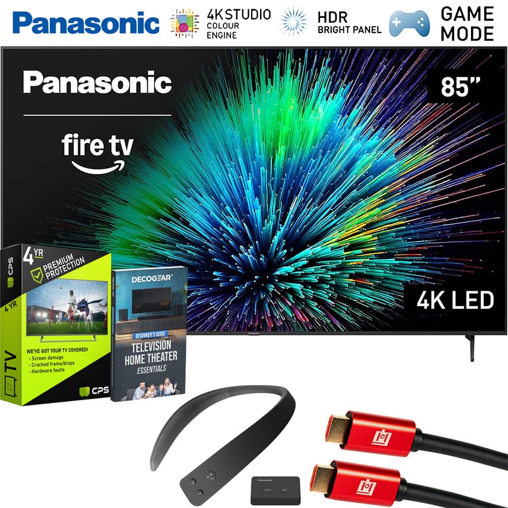 Panasonic - 85" W70 Series LED 4K UHD Smart Fire TV (2025) with 4 Year Extended Protection Plan + WN10 Neck Speaker Bundle
