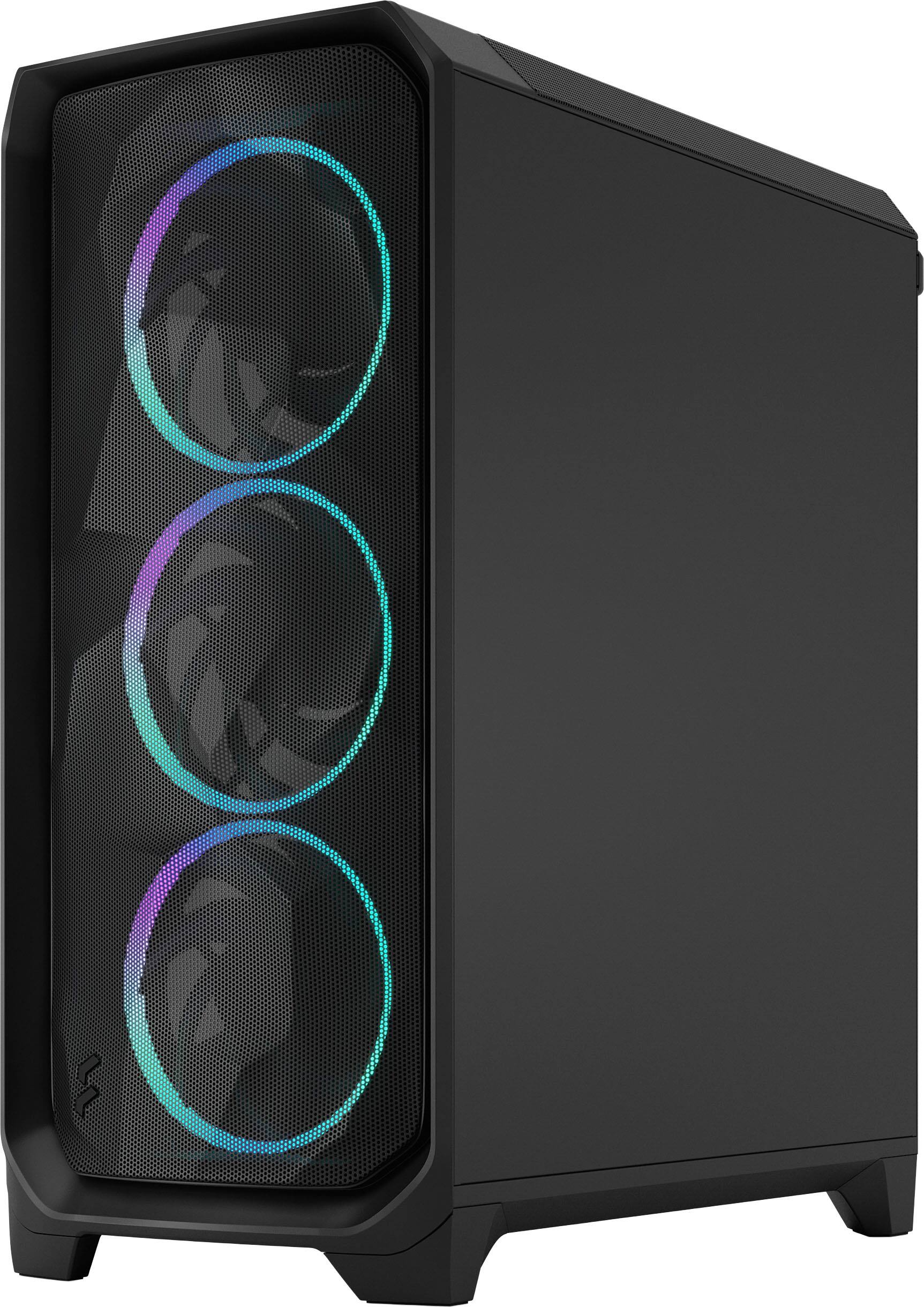 Left. Fractal Design - Meshify 3 RGB ATX mATX Black Chassis with Light Tinted TG Side Panel Mid-Tower PC Case - Black.