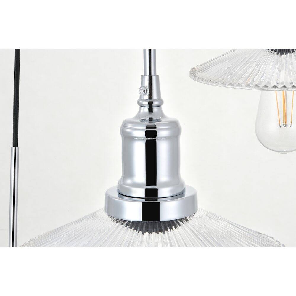 Alt View 2. Living District - Waltz 3 Light Chrome Pendant - Chrome And Clear.