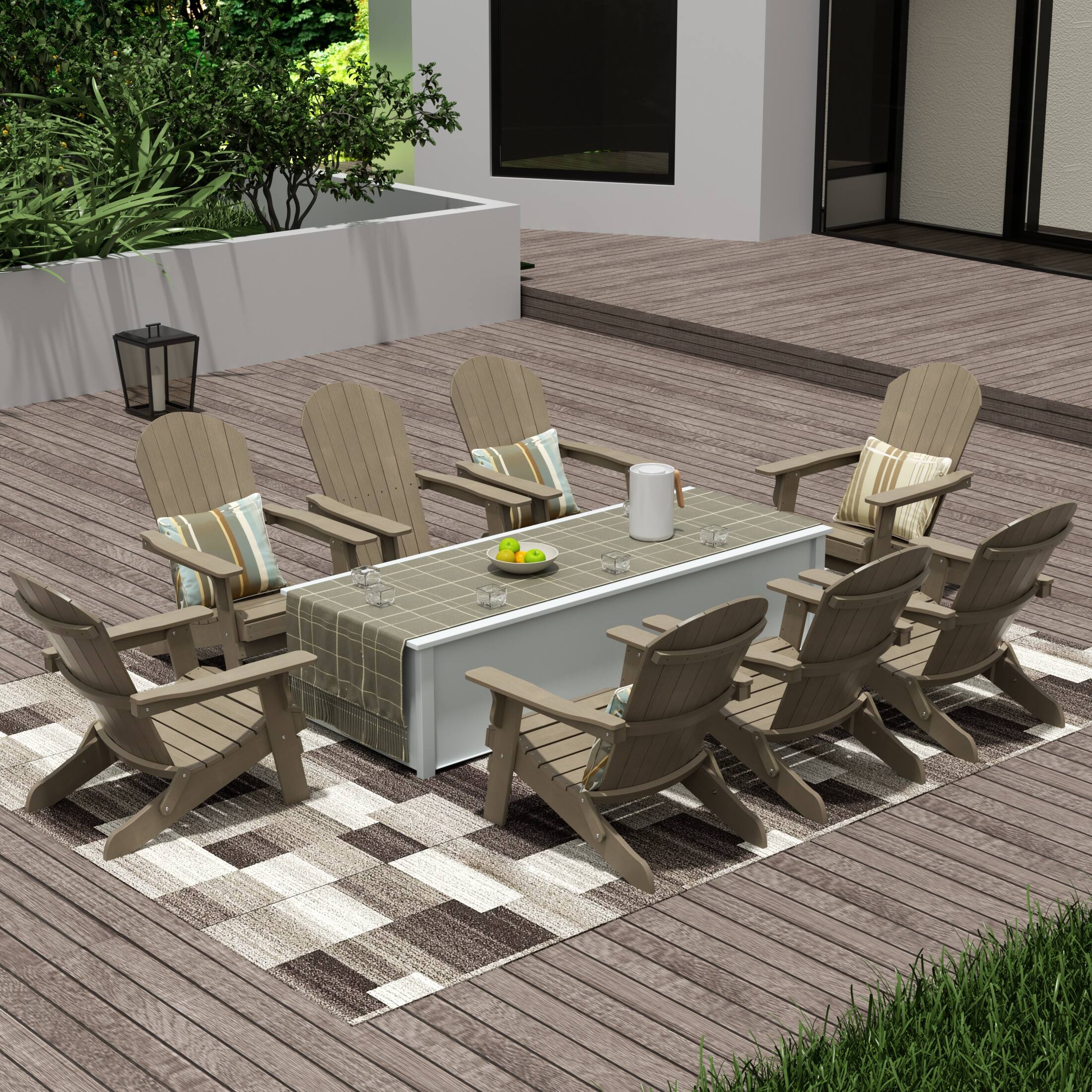 Angle. WestinTrends - WestinTrends Tuscany HIPS Outdoor Folding Adirondack Seashell Chair (Set of 8) - Taupe.
