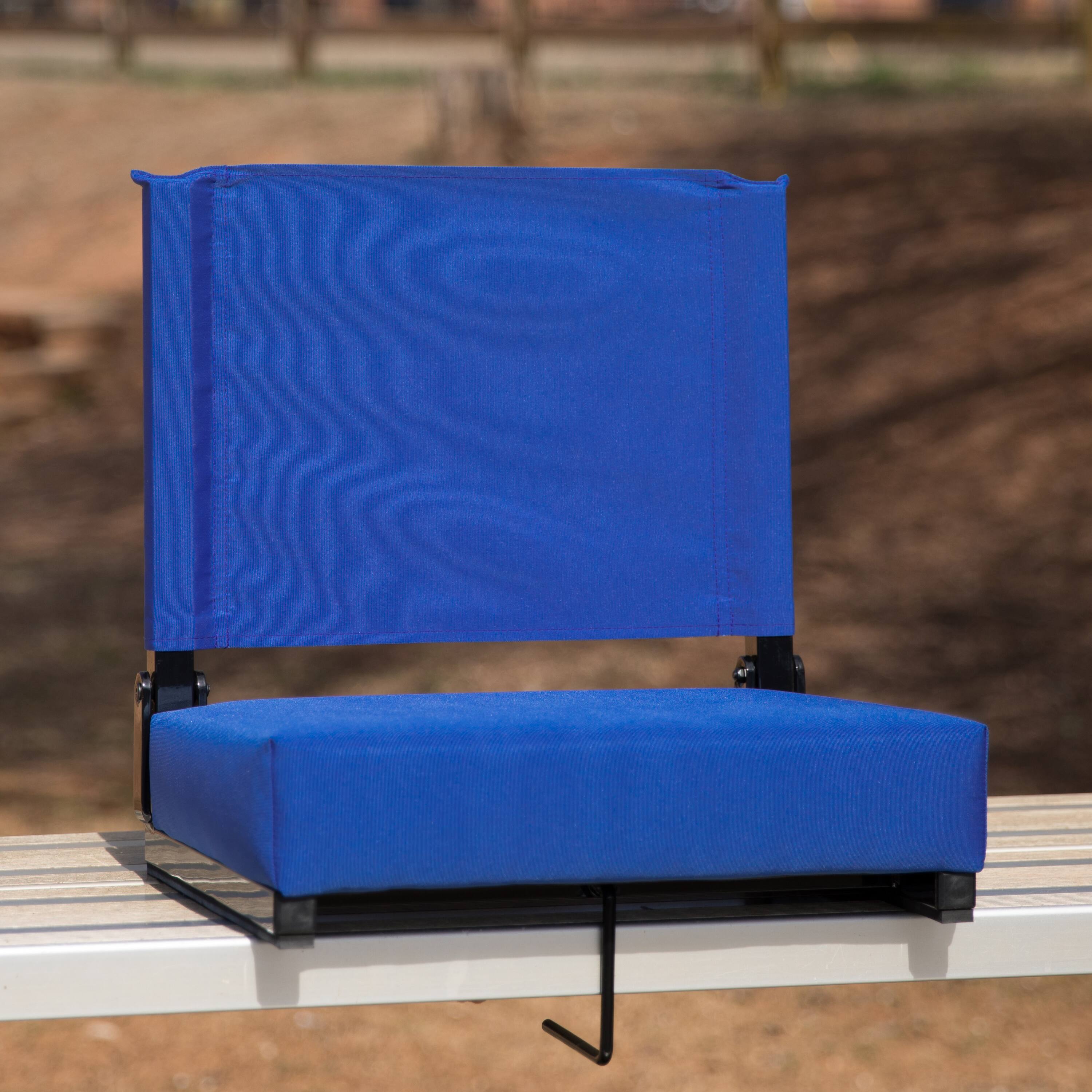 Alt View 1. Emma + Oliver - 500 lb. Rated Lightweight Stadium Chair with Handle & Ultra-Padded Seat - Blue.