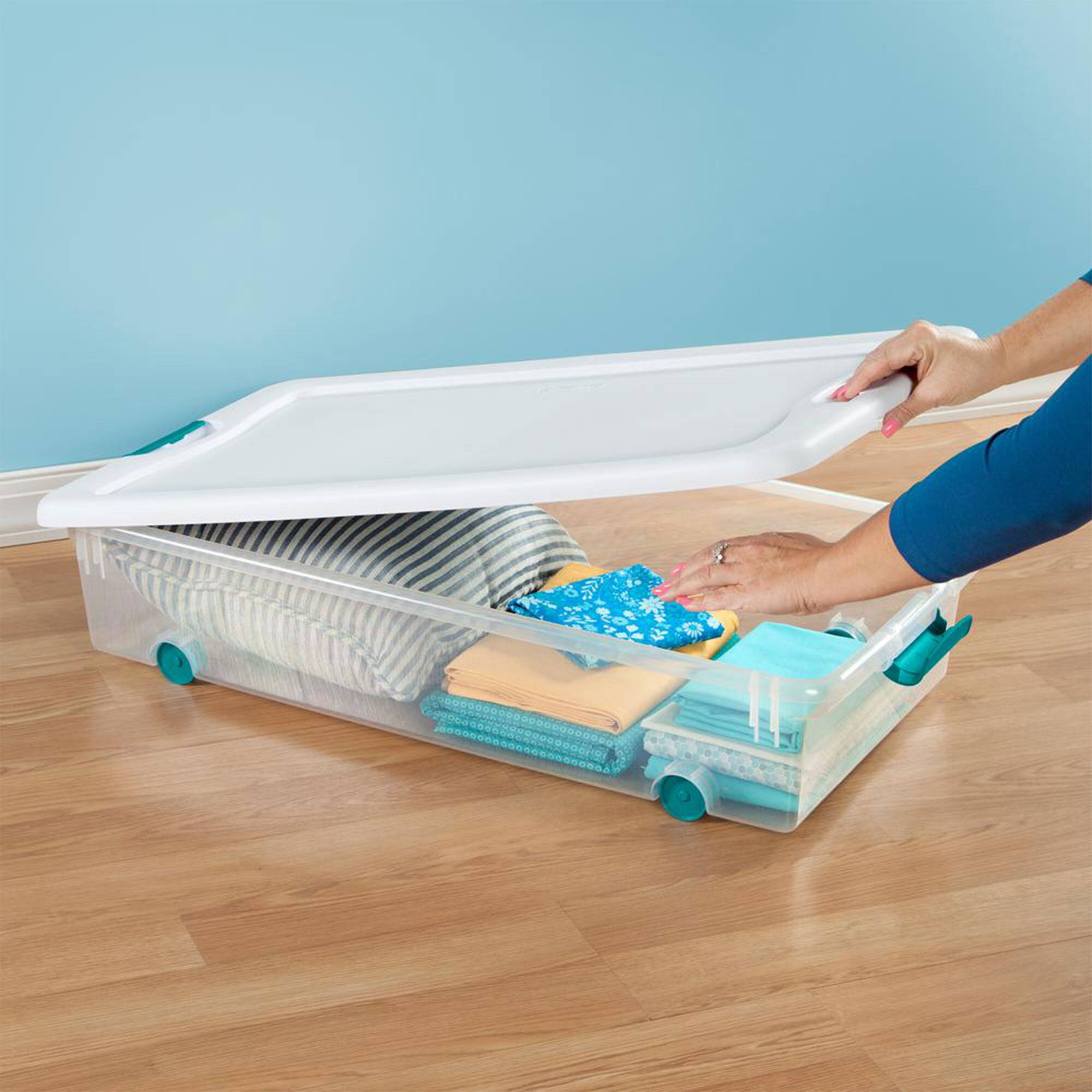 Alt View 3. Sterilite - Sterilite 4 Set of 56 Qt Wheeled Storage Bin & 6 Set of 18 Qt Storage Container - Clear.