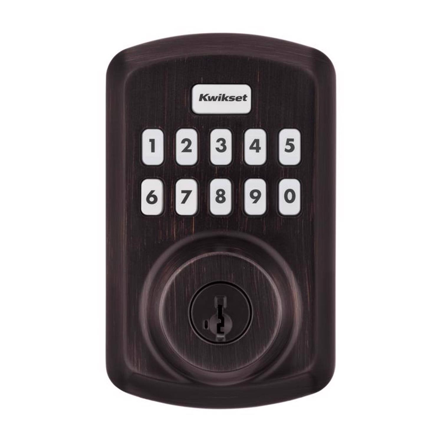 Left. Kwikset - Kwikset SmartCode Venetian Bronze Zinc Electronic Deadbolt.