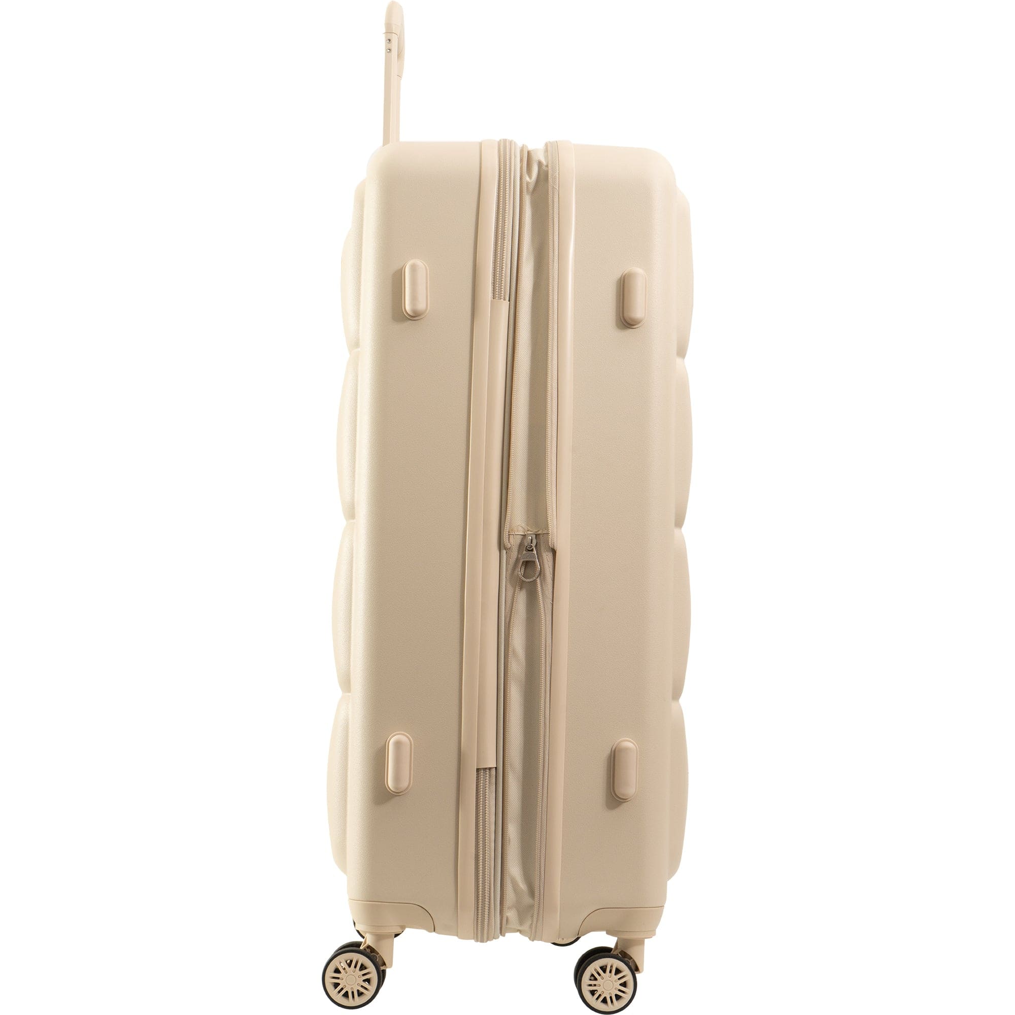 Max Studio Square Embossed ABS 2 Piece Hard Sided Luggage Set BONE