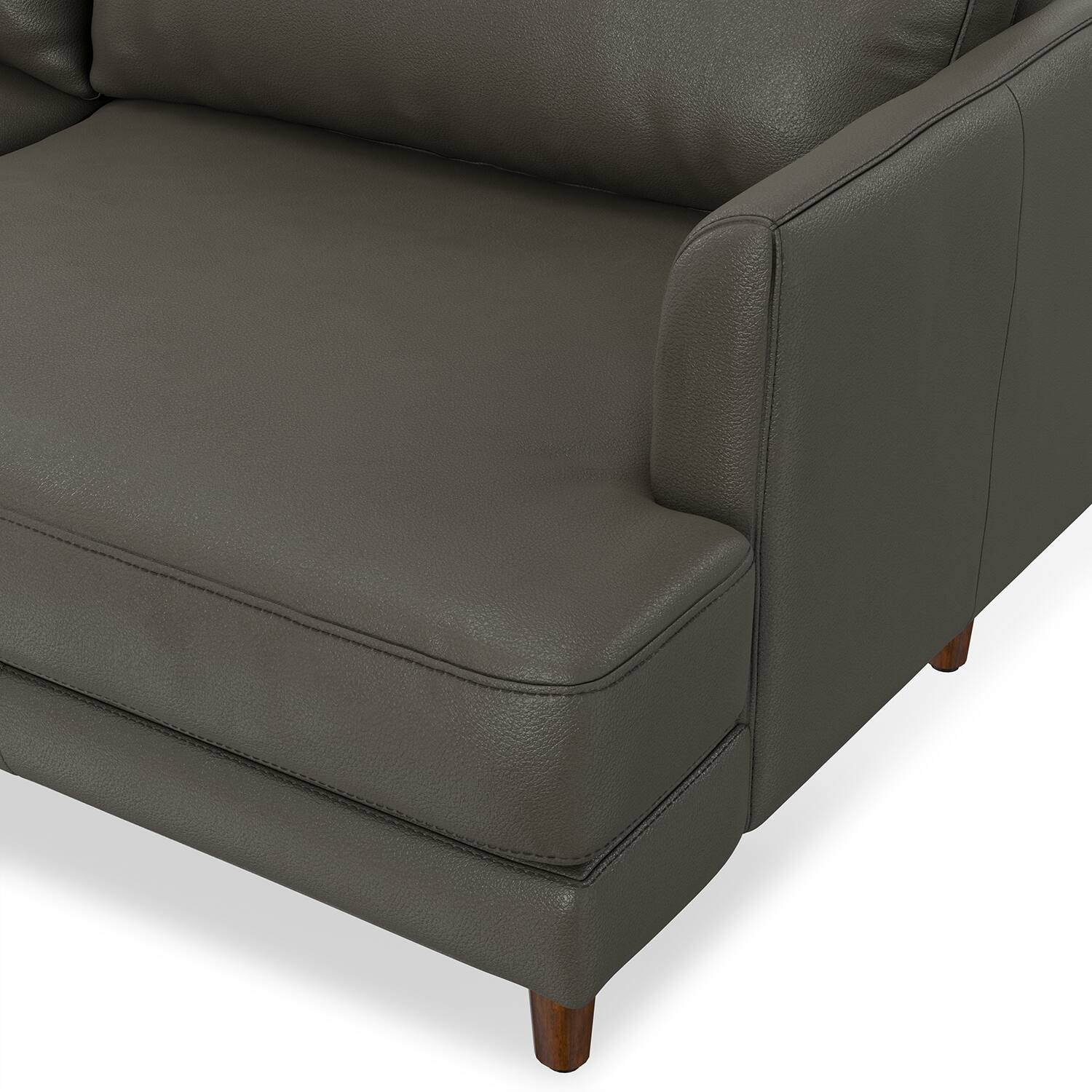 Alt View 5. Simpli Home - Livingston 76 inch Wide Mid-Century Modern Sofa in Coal Top Grain Genuine Leather - Coal.