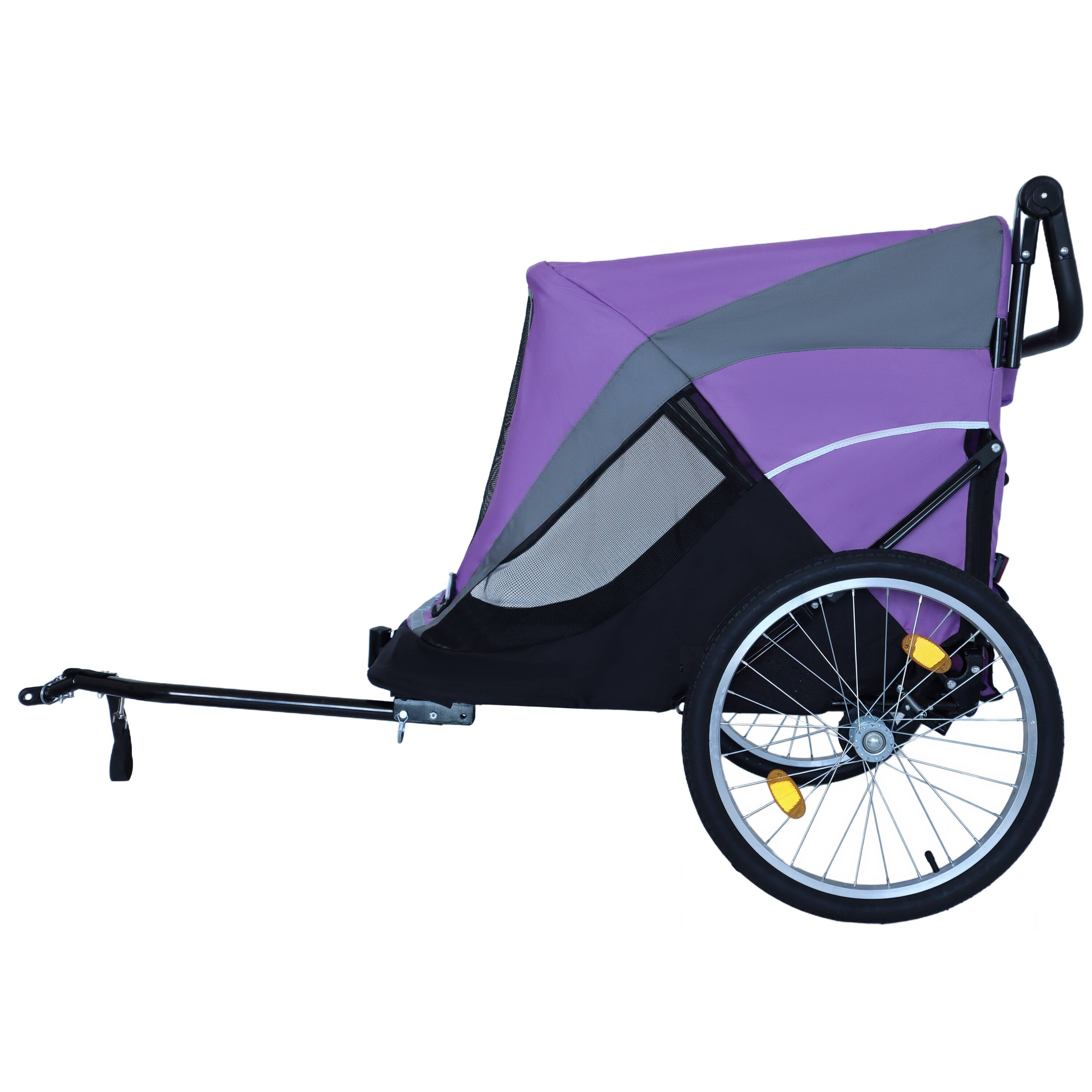 Alt View 5. Siljoy - 2‑in‑1 Bike Trailer & Push Cart for Pets, 100 lb Capacity with Detachable Hitch, Swivel Wheel & Storage Pockets.
