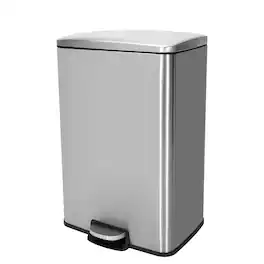 Innovaze - 13 Gal./50 Liter Rectangular Stainless Steel Step-on Trash Can for Kitchen - Silver