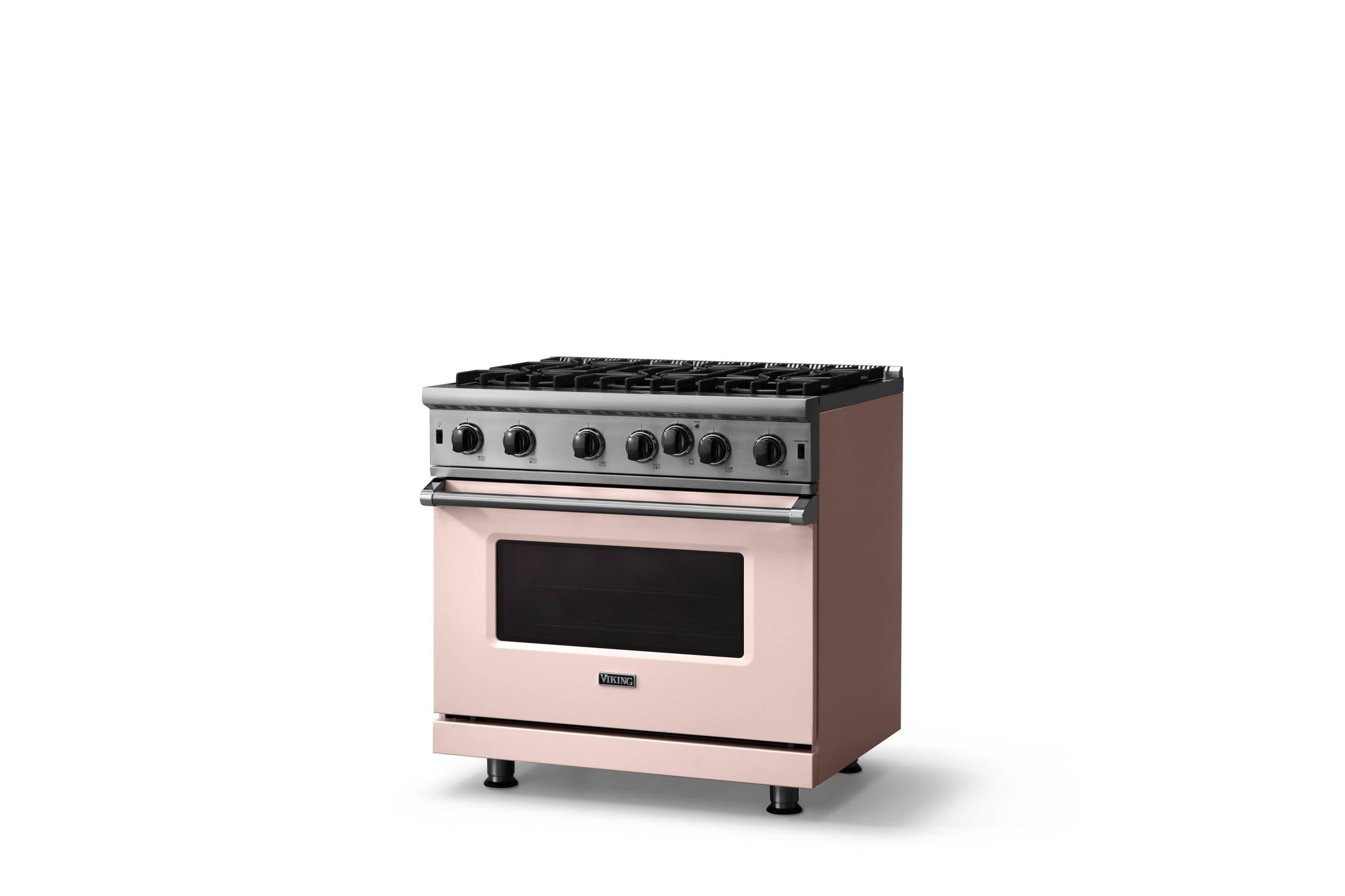 Angle. Viking - 5-Series Gas Open Burner Range - Blush.