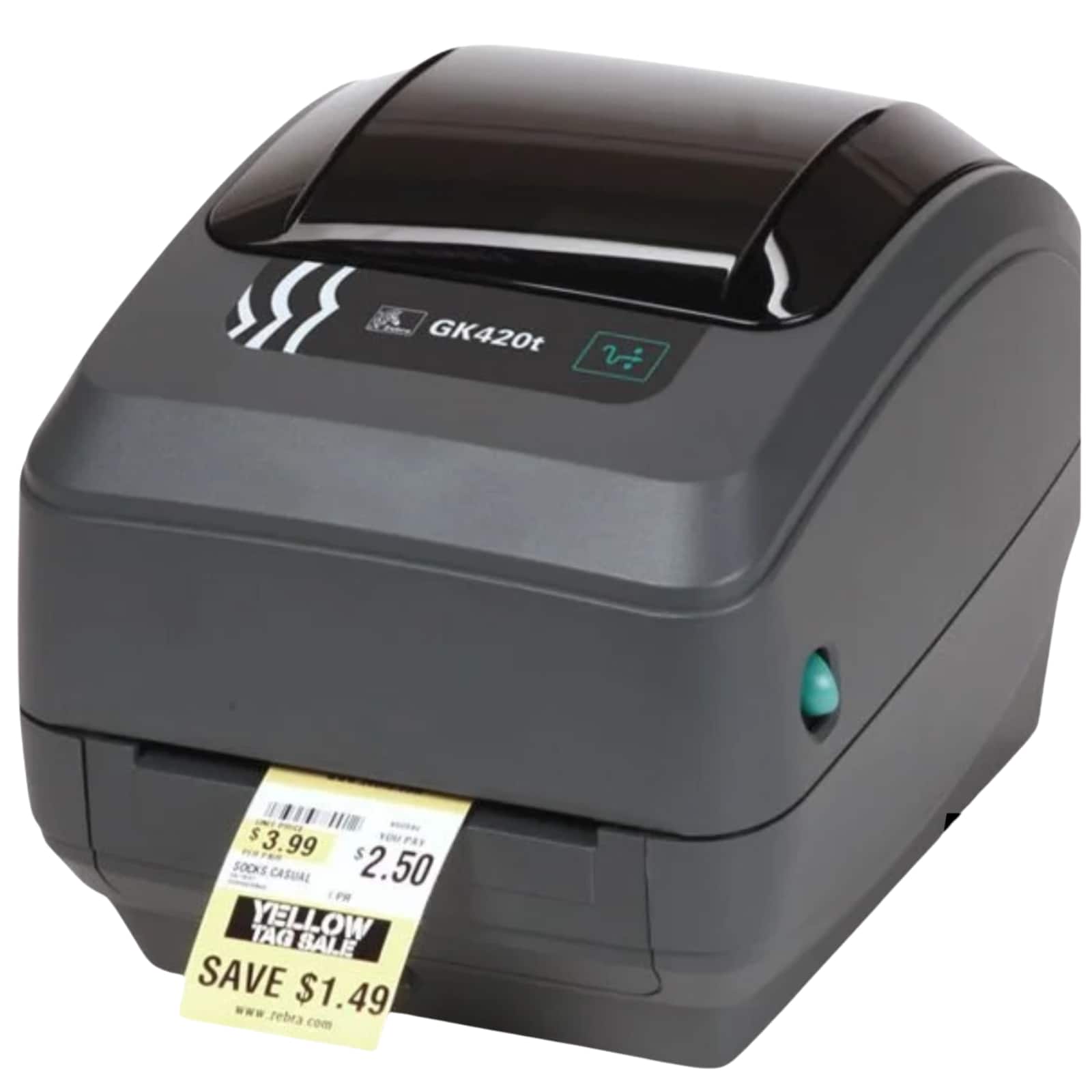 Zebra - GK420t Thermal Transfer Direct Thermal Desktop Barcode Label Printer 4-Inch 203dpi 5ips USB Serial Parallel Monochrome - Black