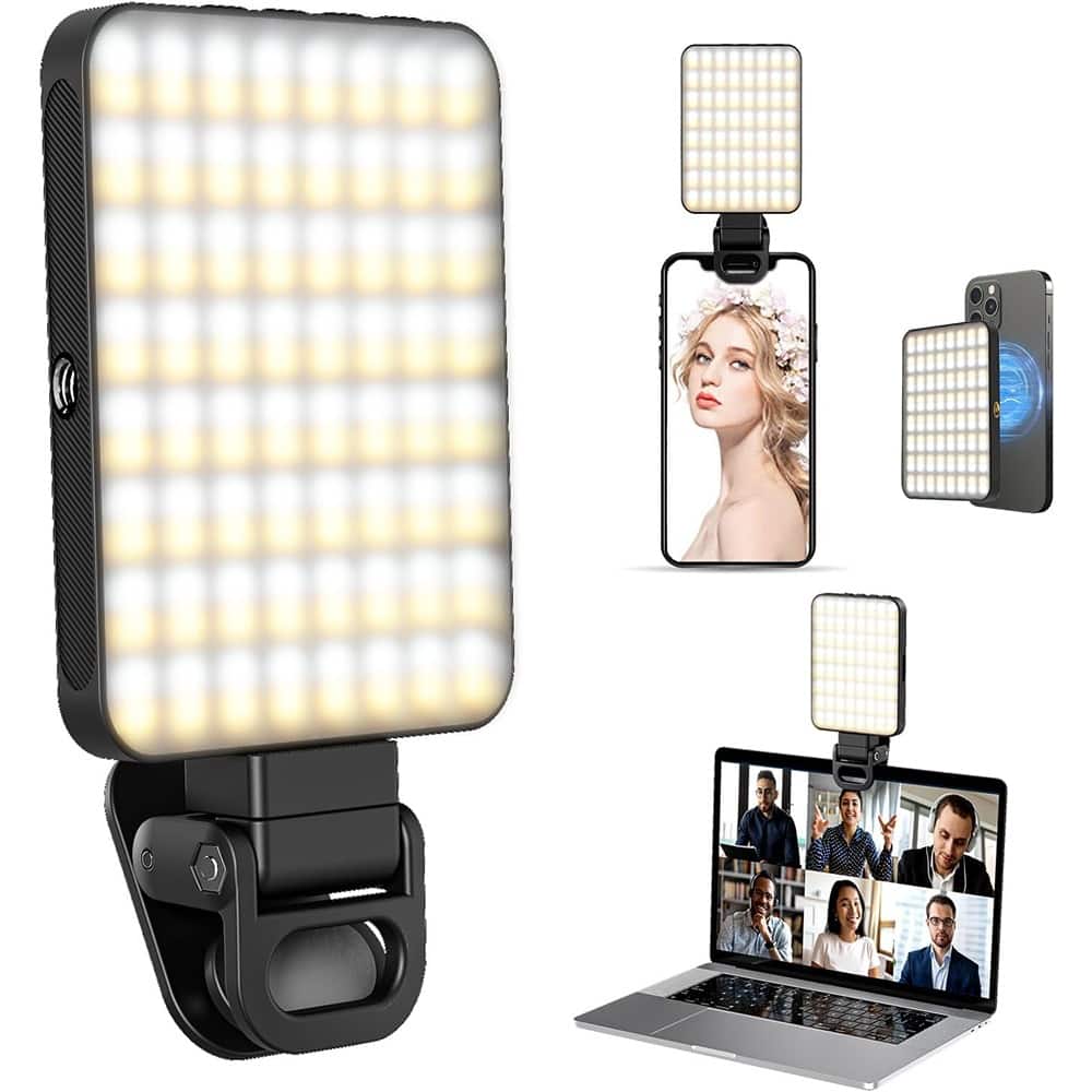 Schertz - Rechargeable Magnetic Clip Selfie Light for Video Calls | 128-LED Portable Lighting with Universal Compatibility (Fits P