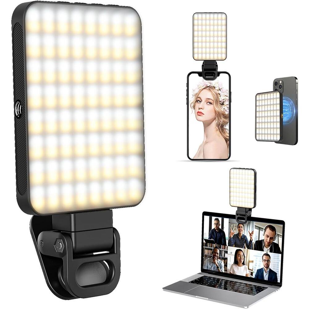 Schertz - Rechargeable Magnetic Clip Selfie Light for Video Calls | 128-LED Portable Lighting with Universal Compatibility (Fits P