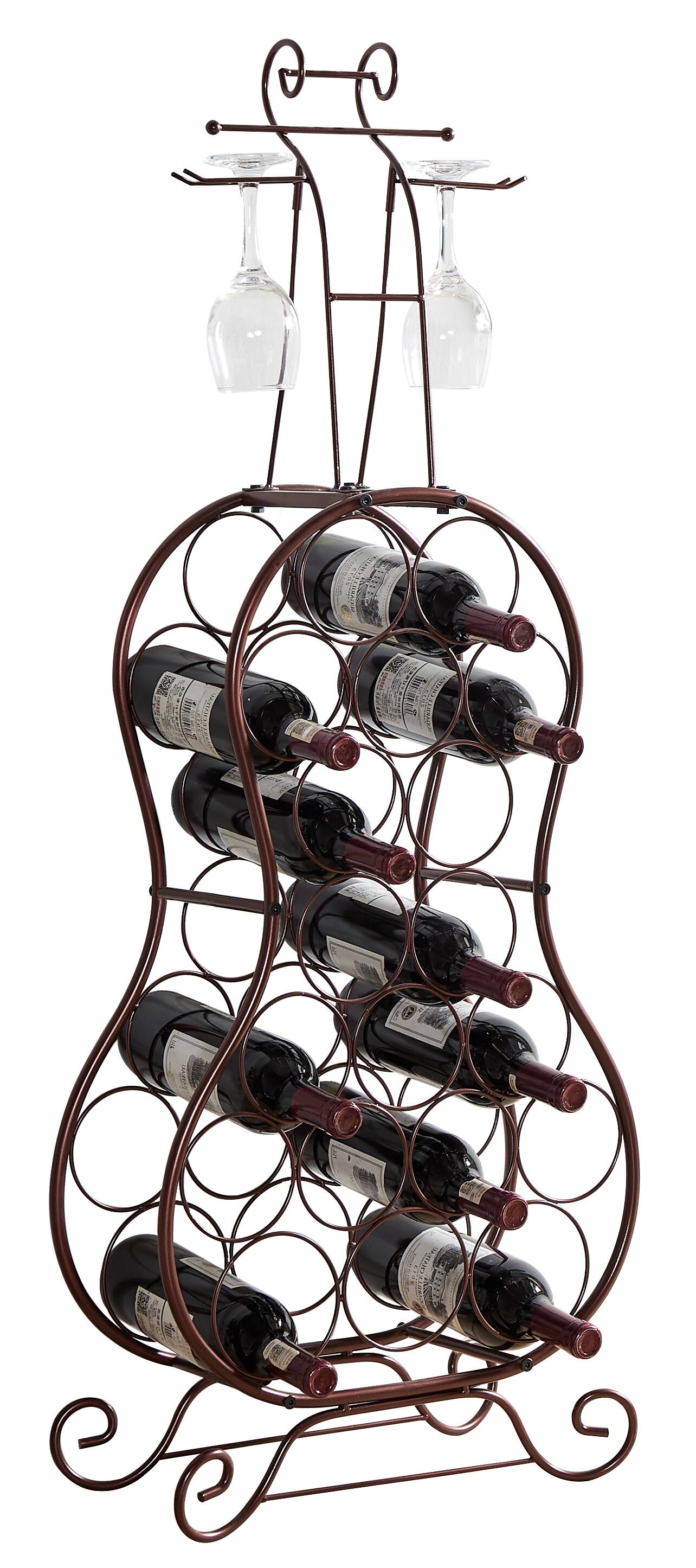 Angle. Kings Brand Furniture - Kings Brand Furniture Cello-Shaped 19-Bottle Bronze Metal Wine Rack - Rust/Copper.