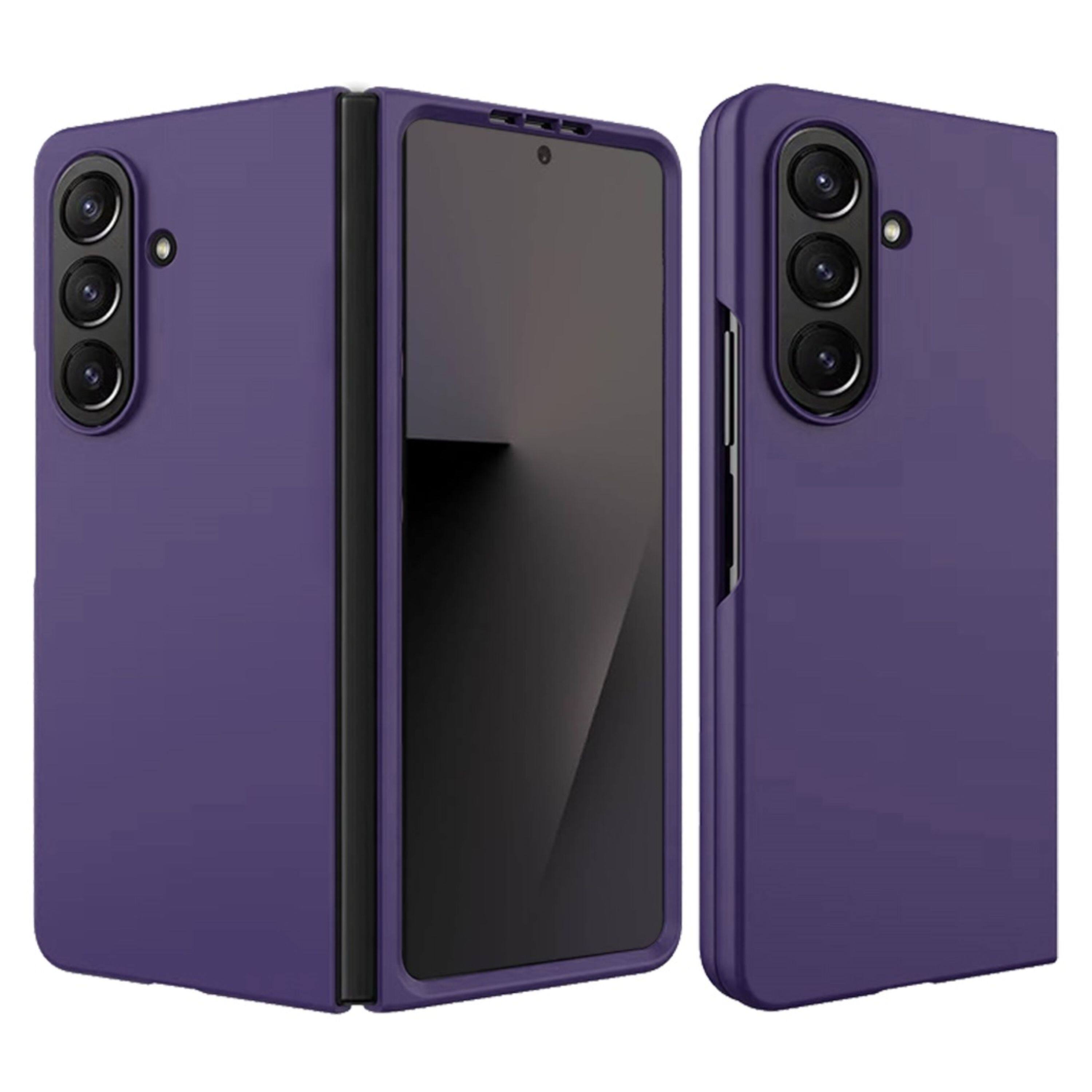Kitcheniva - Premium Matte Flip Snap-On Case With Tempered Glass For Samsung Galaxy Z Fold 7 - Dark Purple