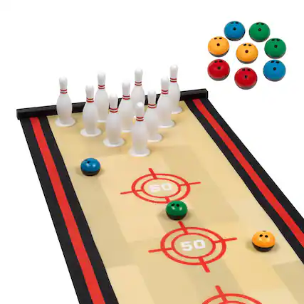 Front. ESPN - ESPN Tabletop Bowling Game for Kids, Mini Bowling Set for Indoor Games.