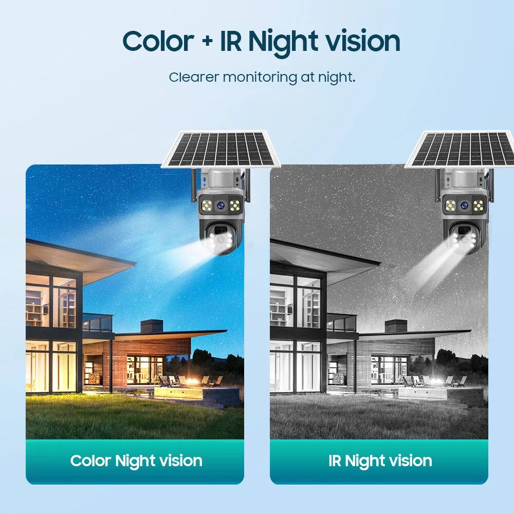 Color + IR Night vision  
Clearer monitoring at night.

Color Night vision  
IR Night vision