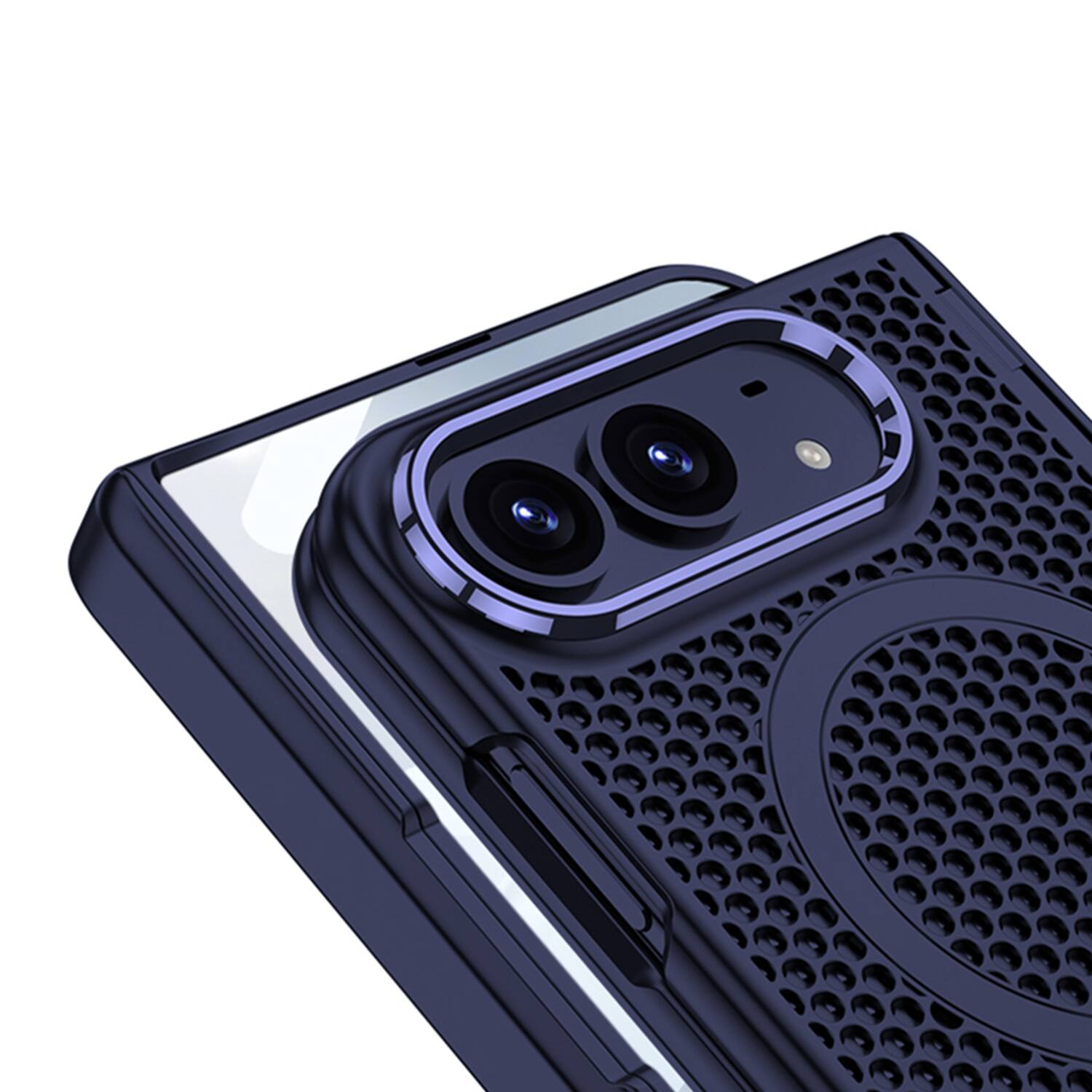 Alt View 1. Dteck - for Apple iPhone Duo Heat Dissipation Case with Built-in Screen Protector & Hinge Protection,Slim Hard PC Phone Shell - Silver.