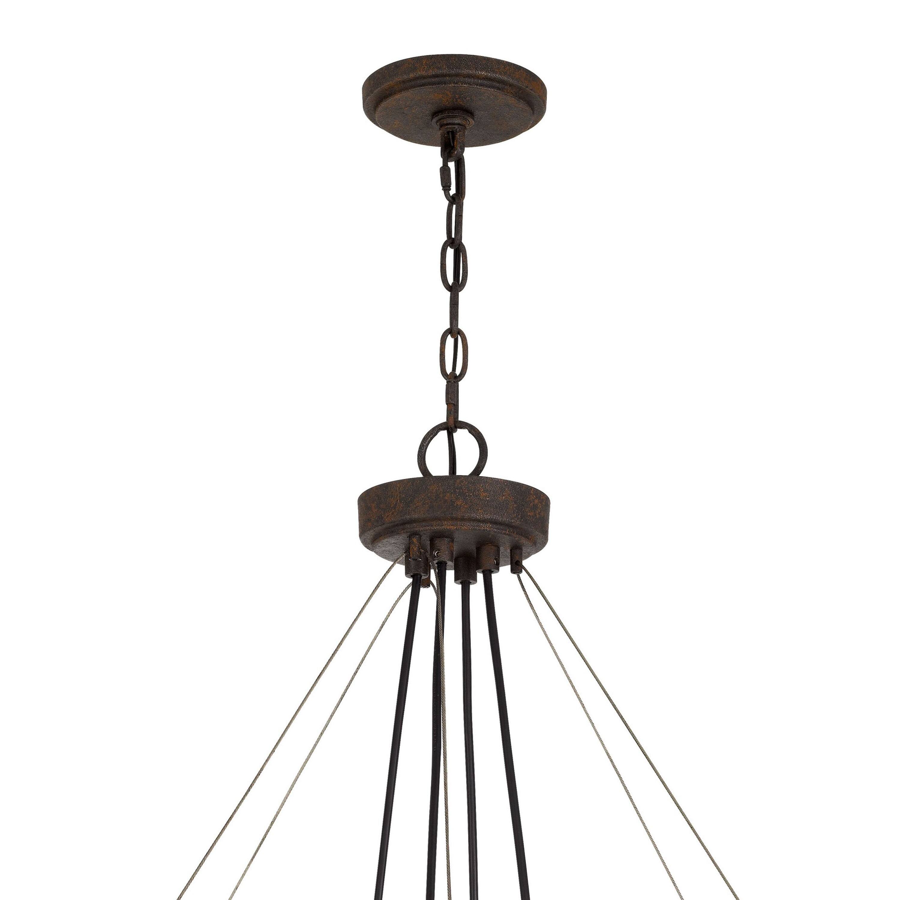 Back. Manhattan Lane - Frot 24 Inch Chandelier w Light Bulbs, Suspended Cable Design - Black.