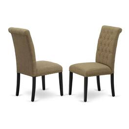 East West Furniture - Dining Room Set Black - Brown