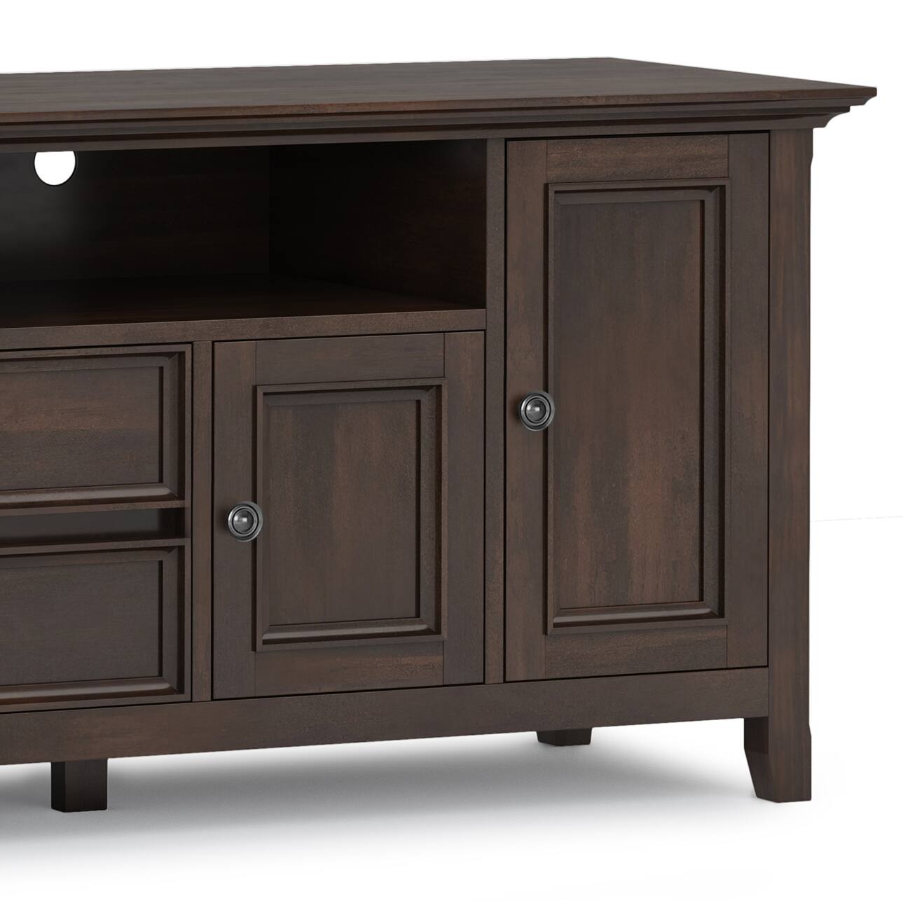 Alt View 12. Simpli Home - Amherst Solid Wood 72 inch Wide TV Media Stand For TVs up to 80 inches - Brunette Brown.
