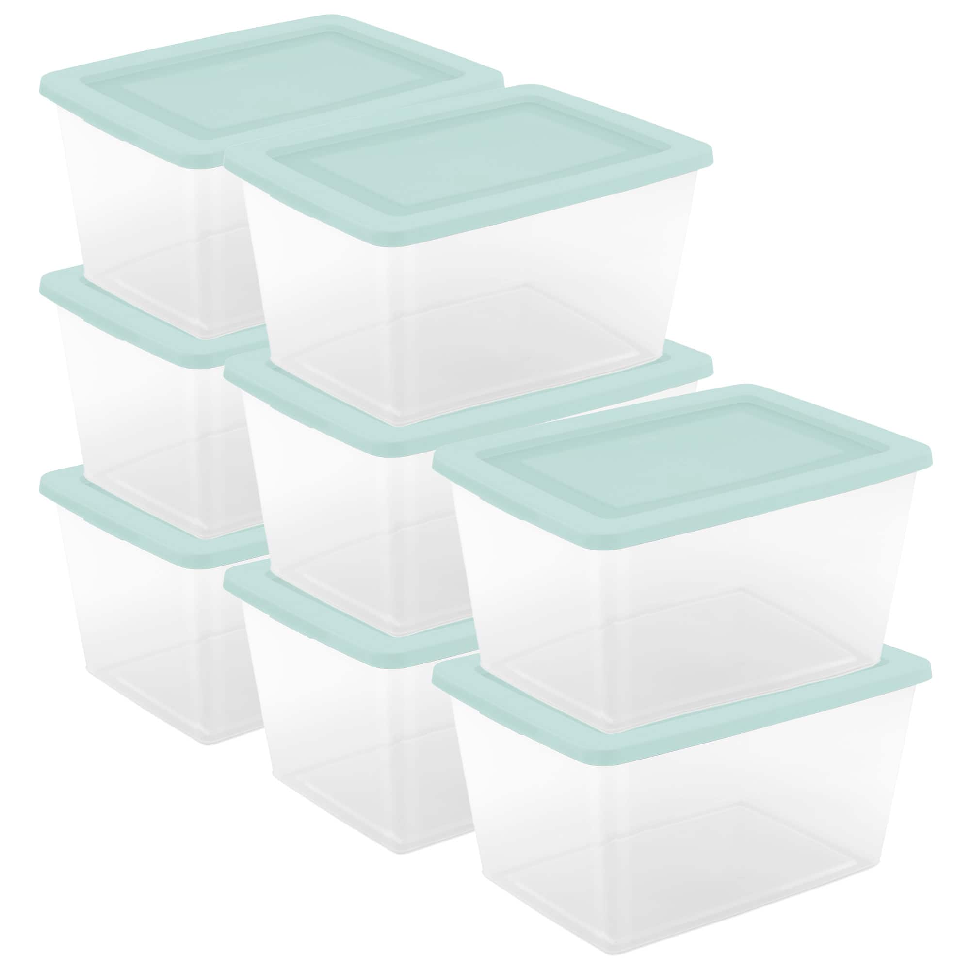 Sterilite - 58 Qt Storage Boxes, Clear Plastic Containers with Lid, Set of 8, Mint - Mindful Mint