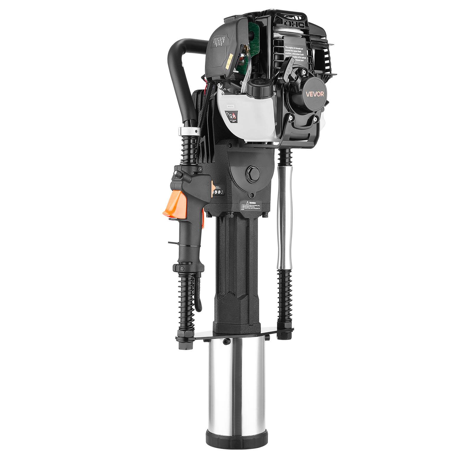 Alt View 5. VEVOR - Gas Powered T Post Driver, 37.7cc 4-Stroke Engine Efficient Post Pounder with 3 Piling Sleeves - Black, Silver.