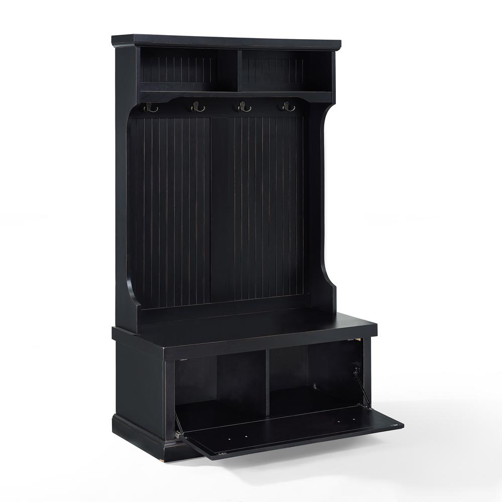 Back. Crosley Furniture - Seaside Hall Tree - Distressed Black.