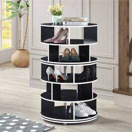Kings Brand Furniture - 5-Tier Rotating Shoe Rack, 360° Revolving Lazy Susan Spinning Shoe Rack Tower Storage Organizer - Black