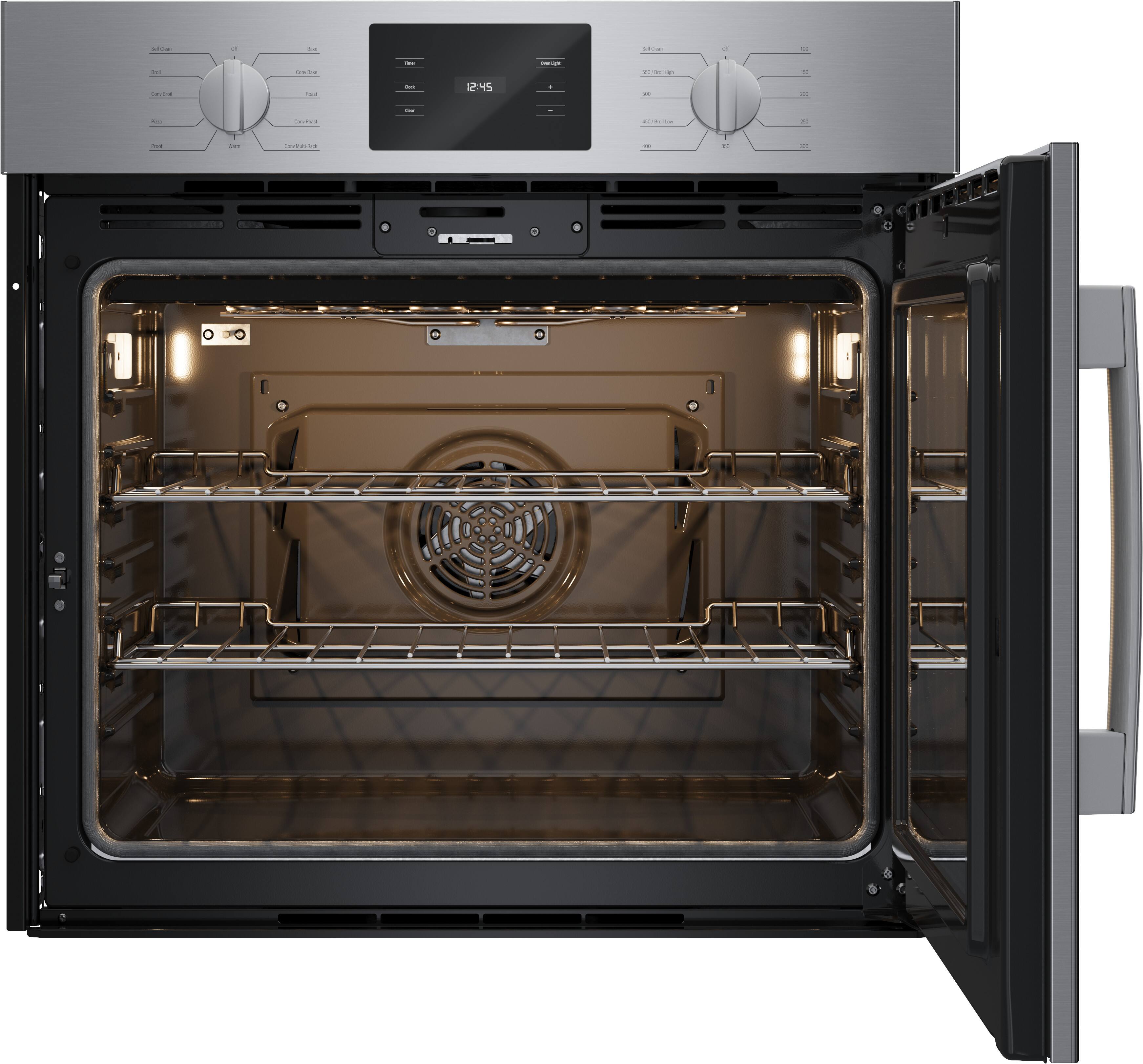 Alt View 1. Bosch - 500 Series 30" 4.6 Cu. Ft. Built-In Single Electric True Convection Wall Oven with Right Opening Door - Stainless Steel.