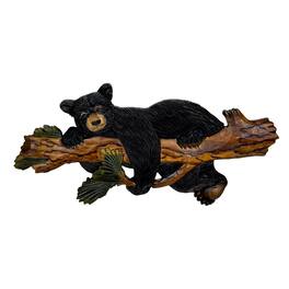Zeckos - Bear on Branch Wood Wall Sculpture 31in Rustic Lodge Cabin Wall Art - Brown