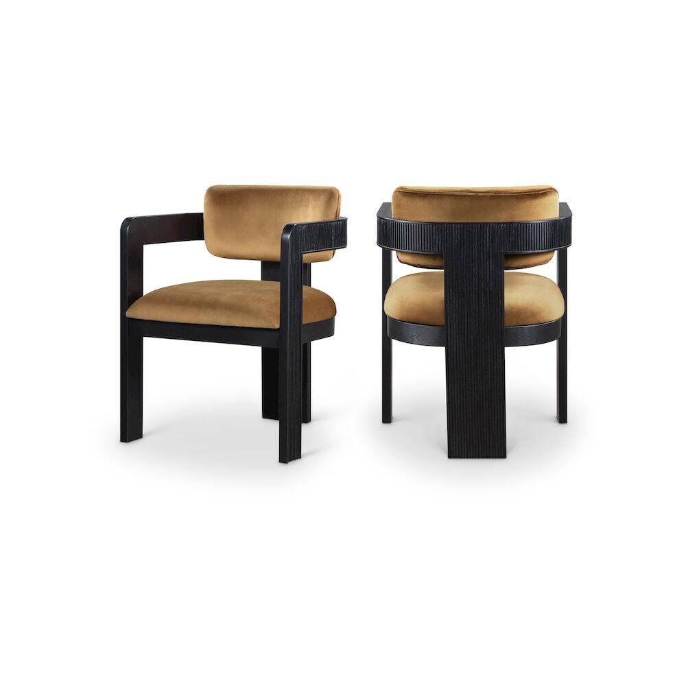 Front. Meridian Furniture - Sacha Saddle Velvet Dining Chair, Set of 2 - Brown.