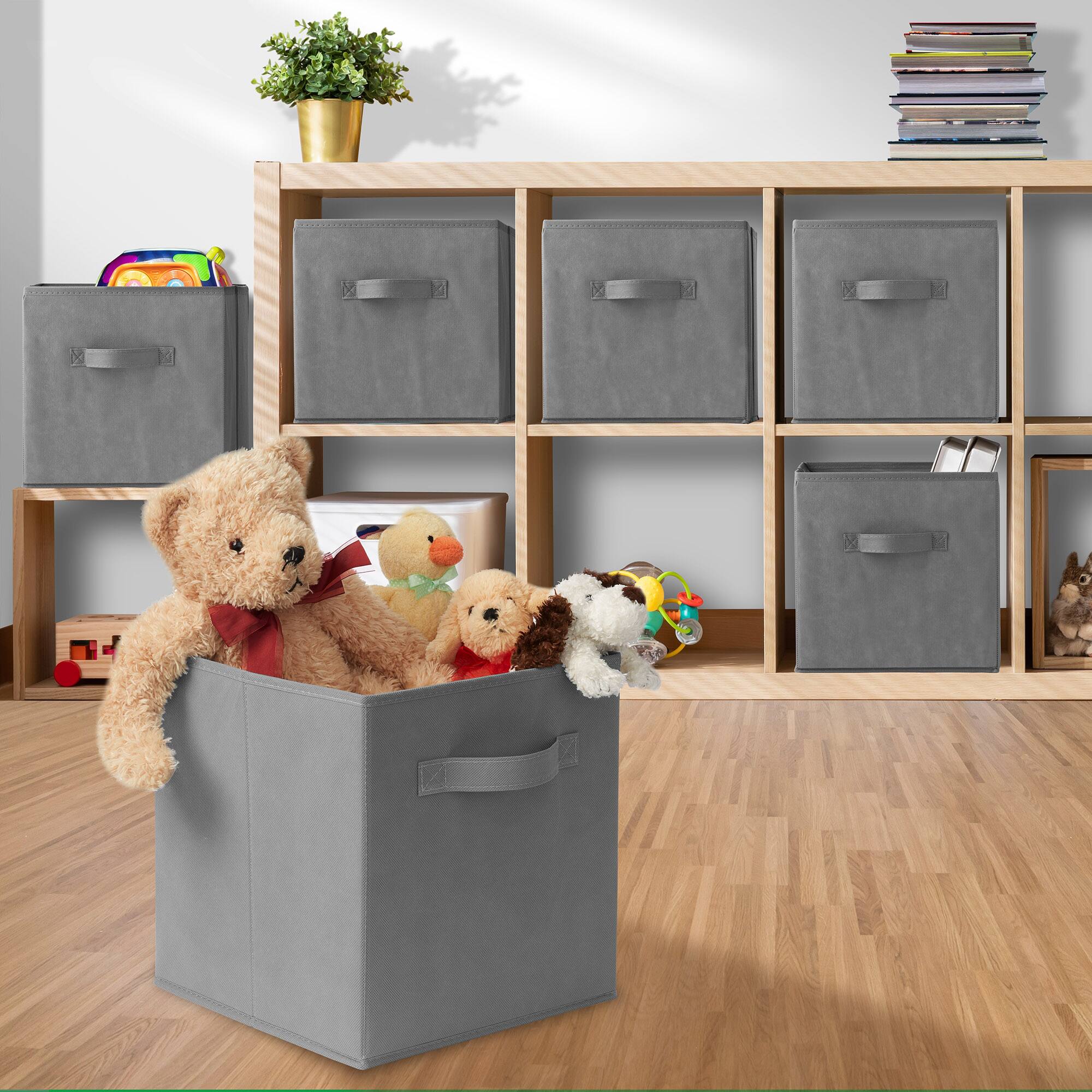 Alt View 4. Casafield - (Set of 6) Collapsible Fabric Cubes - Storage Bins - Gray.