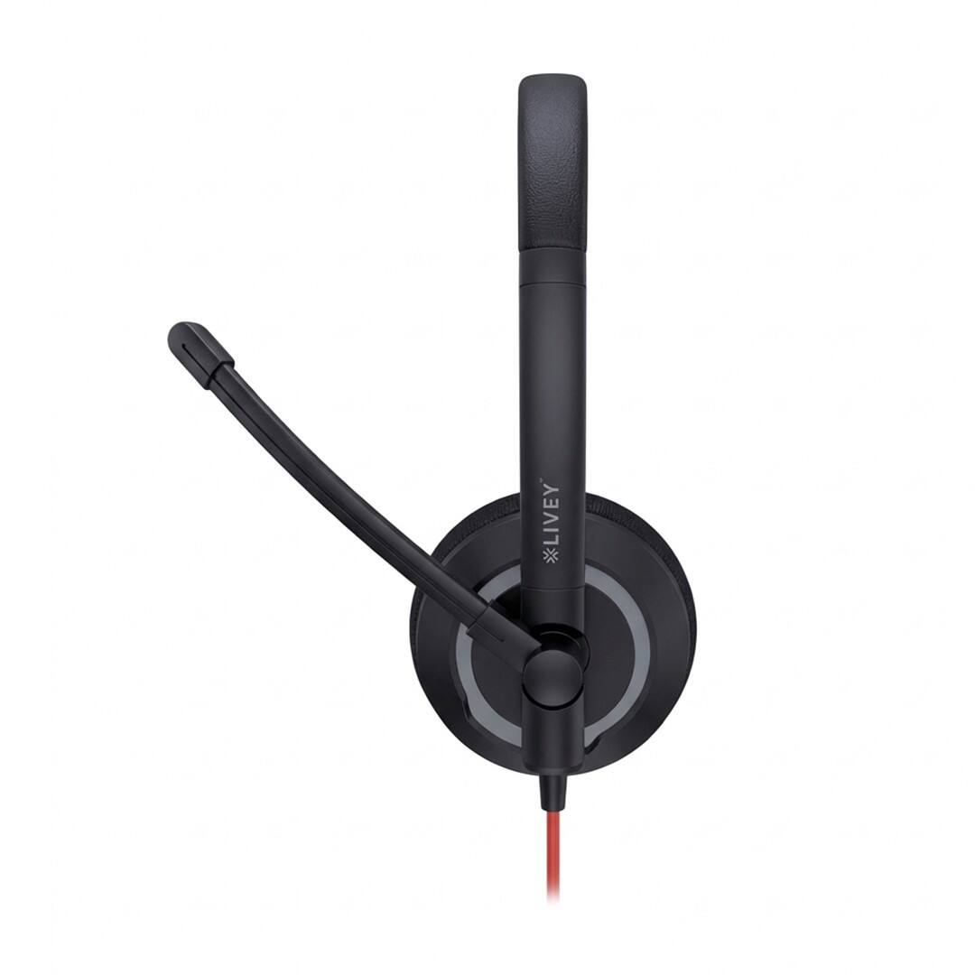 Angle. LIVEY - 410DMC Plus Direct USB-C + A Headset with Dual ENC Mic and Lightweight Cushions.