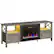 Angle. Bestier - 63-inch Fireplace TV Stand with RGB Lights & Adjustable Storage Shelves - Washed Grey.