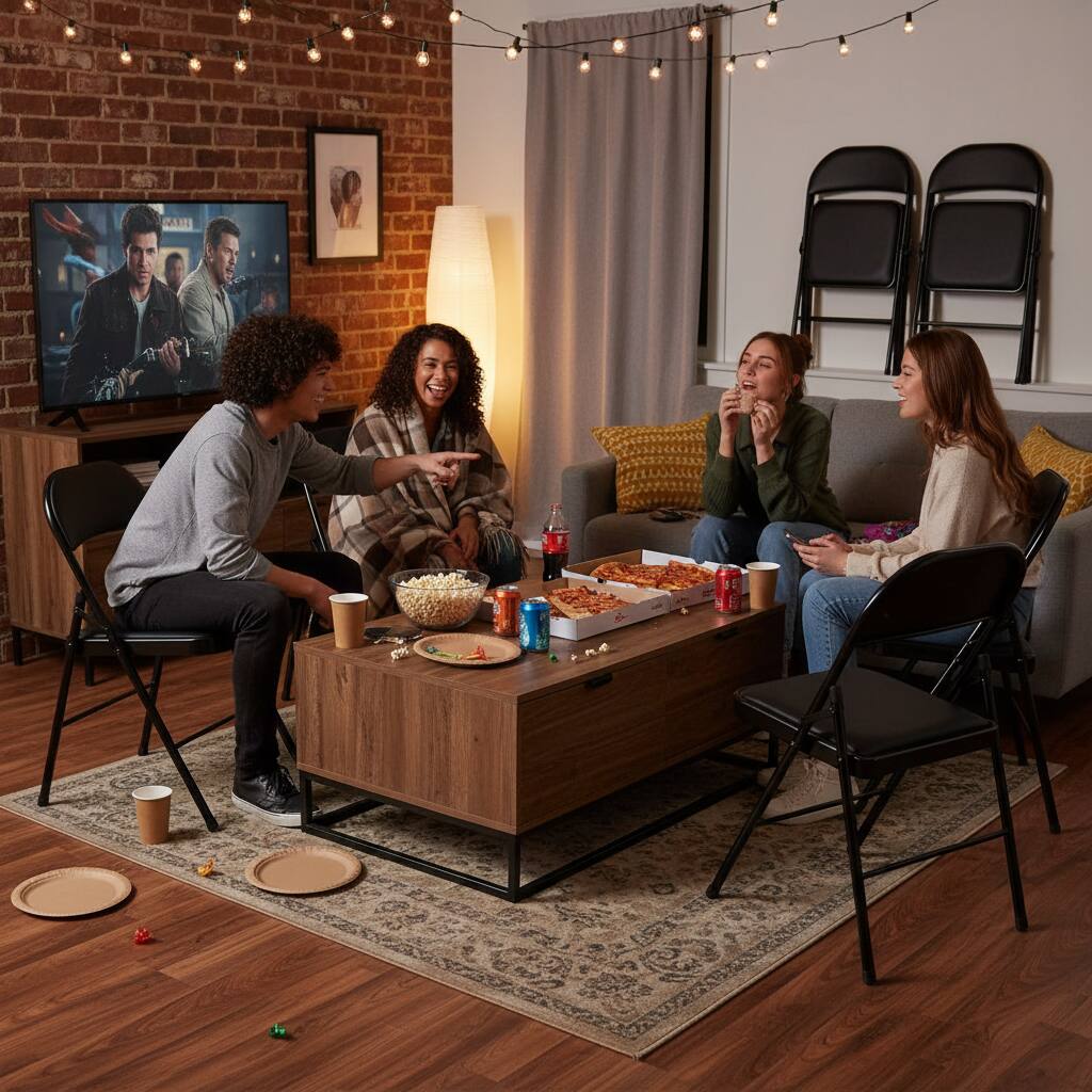 Angle. AOITUN - Folding Chair 4 Pack Leather Padded for Daily Use - Quality Seating for Home, Office, or Dorm Room - Black.